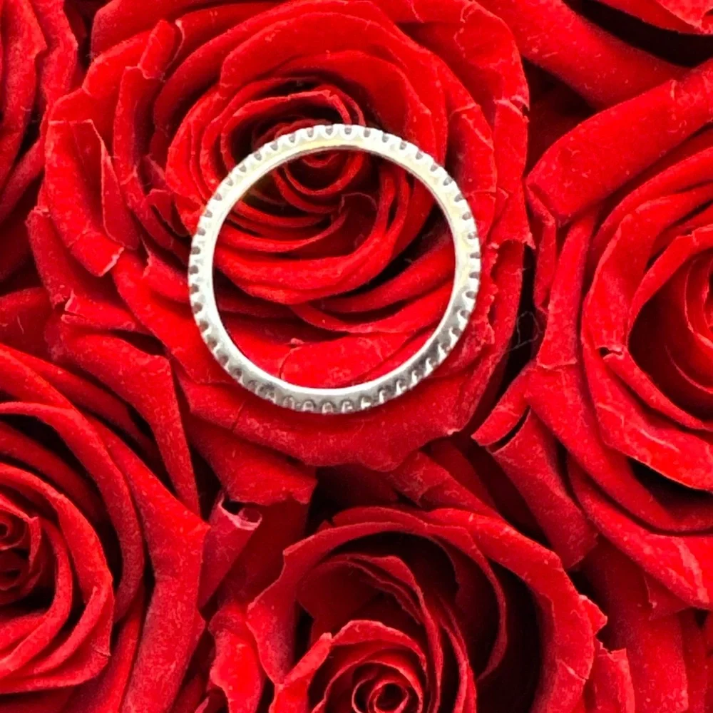 Moissanite Eternity Band Ring • 925 Sterling Silver • Size 6